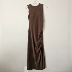 OGL Brown Sleeveless Draped Maxi Dress
